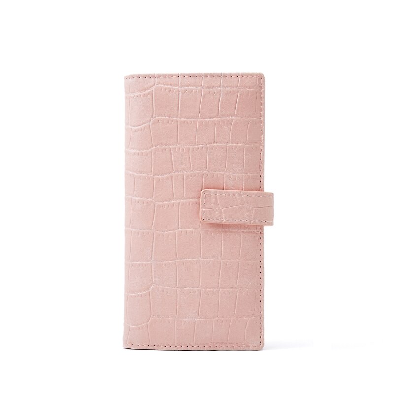Dunne damesportemonnee met veel afdelingen, carteira dames portemonnee met hasp, lange portemonnees, dames portemonnee met rits, kaarthouder en muntclutch.: Roze