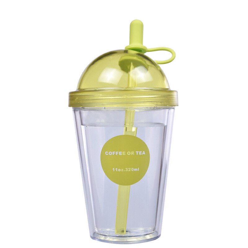 Kaffekopper av plast med lokk og sugerør til iskaffe juice boble boba smoothie soda cocktailparty og te 320ml: 4