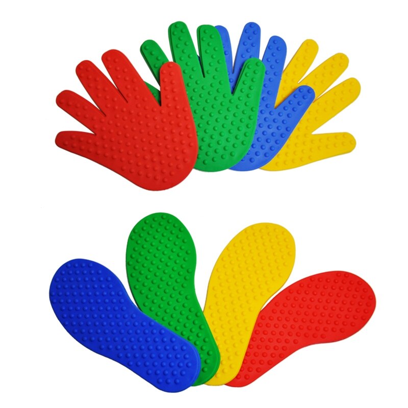 8 paires mains et pieds jeu 4 jouets de couleur pour enfants saut tapis de jeu Sport Musculation intérieur extérieur accessoires de jeu pour les enfants