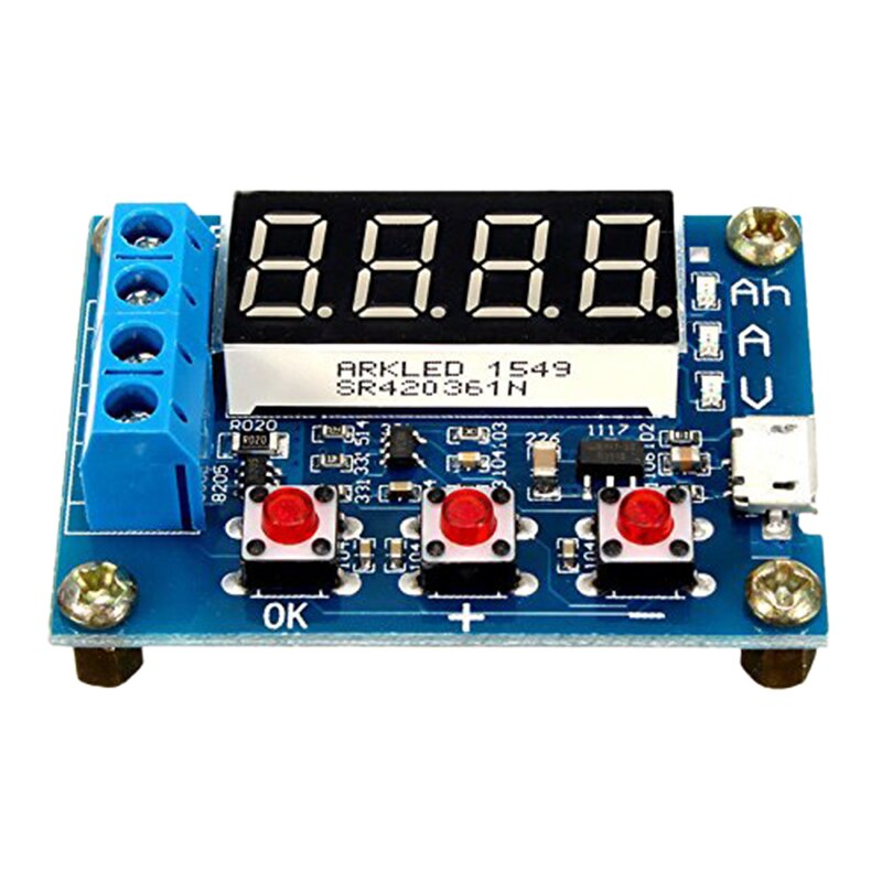 Battery Capacity T Meter Discharge Tester 18650 Li-ion Lithium Lead-S Hours 1.2-12V - Blue