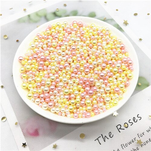 Perles en Imitation acrylique pour artisanat, mélange de 3/4/5mm, sans trou, perles d'art de fabrication de bijoux, matériel artisanal, 10g: Mix pink yellow