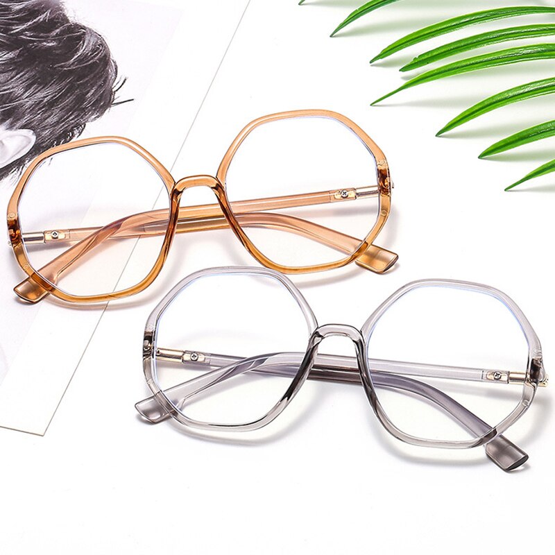 ¡Novedad de ! Gafas poligonales lisas, con luz azul montura de gafas, gafas de gran personalidad retro a la para hombres y mujeres