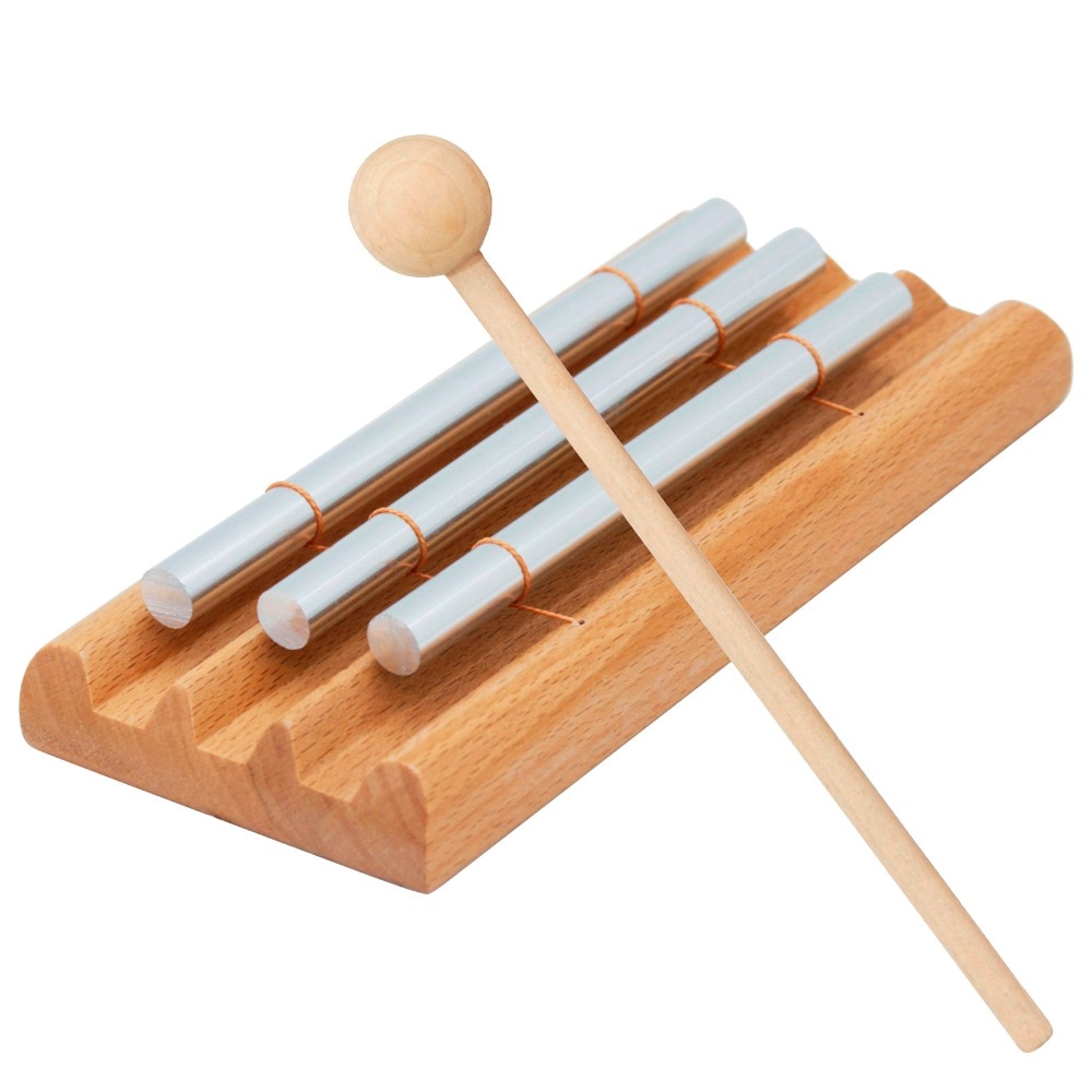 6.9" 3 Wind chimes Learning instrument Chime Silver wood Percussion Instrument Meditation Chime wind bell