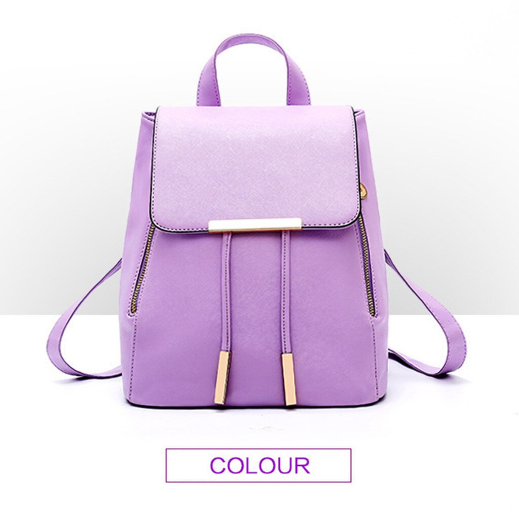 Kunstmatige Lederen Rugzak Voor Meisjes Schooltas Vintage Koreaanse Stijl Vrouwen Rugzak Vrouwelijke Zachte Casual College Dames # BL4: PURPLE 