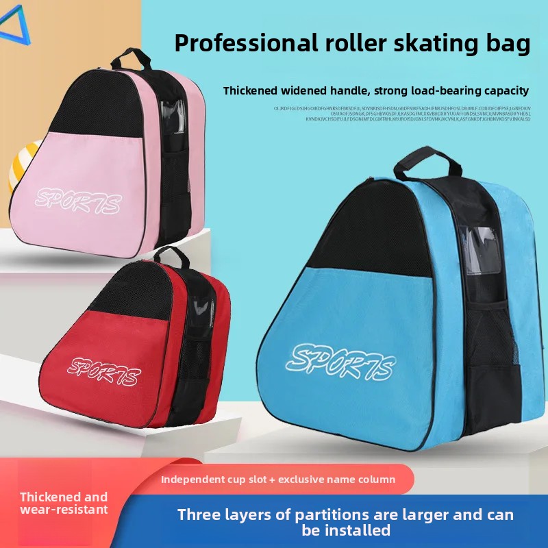 Bolsa de patins de grande capacidade, mochila de ombro único para adultos e crianças, bolsa de armazenamento de patins de gelo