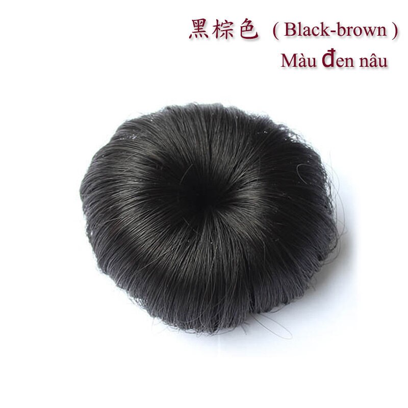 Peluca de cabello de tendencia de chicas, horquilla con cabeza de bola de bebé para niña, estilo exterior, Clip pequeño moño sintético para cabello blanco: black brown