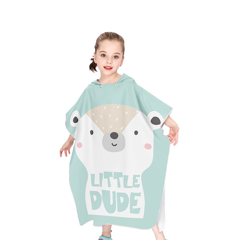 Kitten Kind Strand Veranderende Poncho Cartoon Meisjes Seaside Zonnebrandcrème Strand Gewaad Microfiber Snel Droog Hooded Handdoek Dieren Gedrukt: 22C