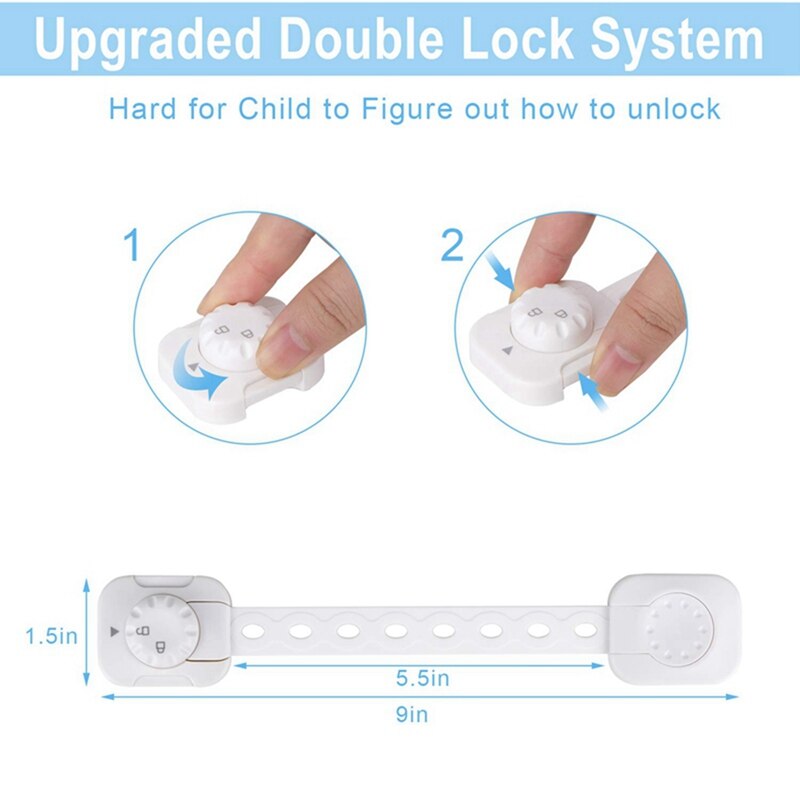 Child Proof Safety Locks, 6 Pack Baby Proof Cabinet Locks with Adjustable Strap Adhesive, Baby Proof Lock