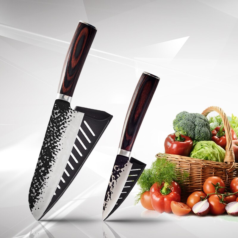 1806D Utility chef knife 8'' kitchen Knives-Set Sharp Cleaver kitchen tools Santoku Damascus Bread Knives Gif: 2 PCS Value set C