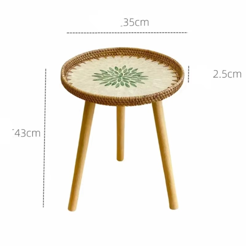 Mesa con bandeja redonda portátil, de ventanal japonés, mesa auxiliar compacta, solución de almacenamiento para sala de estar, mesa con bandeja compacta.