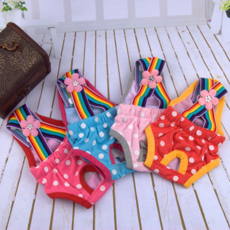 Polka Dot Washable Dog Diapers Antibacterial Sanitary Dog Physiological Pant Suspenders Dogs Underwear Shorts Dog Briefs Panties