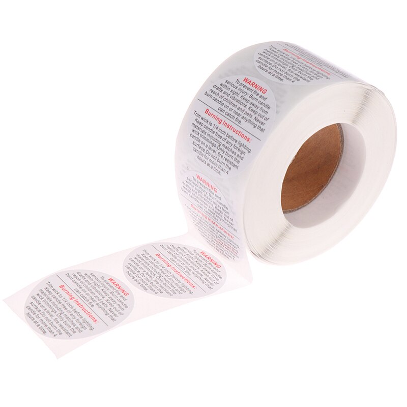 500pcs/roll Candle Warning Stickers Candle Jar Container Labels Waterproof Wax Melting Safety Stickers for Candle Jars