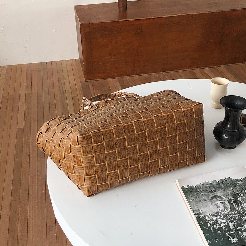 Strand Stroh Taschen Frauen Sommer Handtasche Rattan Platz Schulter Tasche Handgemachte Bali Woven Kreuz Körper Tasche Box Böhmen
