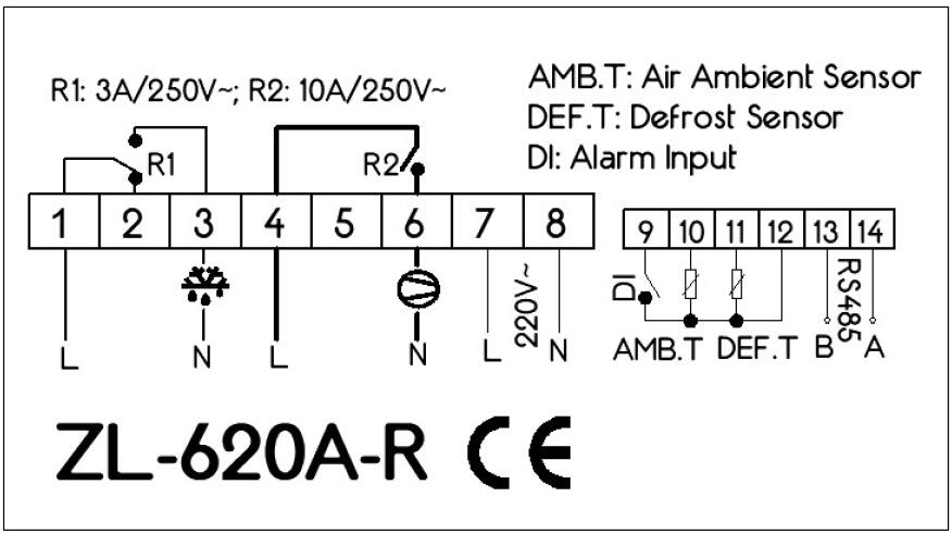 ZL-620A-R, RS485 Temperature Controller, Cold storage Controller with Modbus, Lilytech