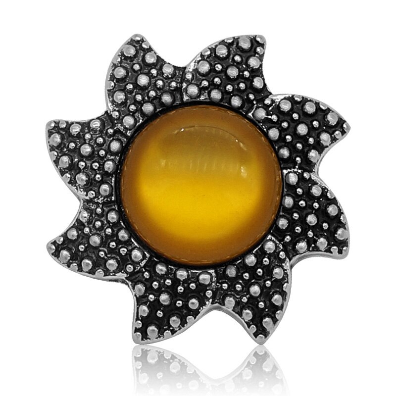 Kz3108 skönhetsskyr solformad cat eye-sten 20mm tryckknappar passar snapsmycken: Gul