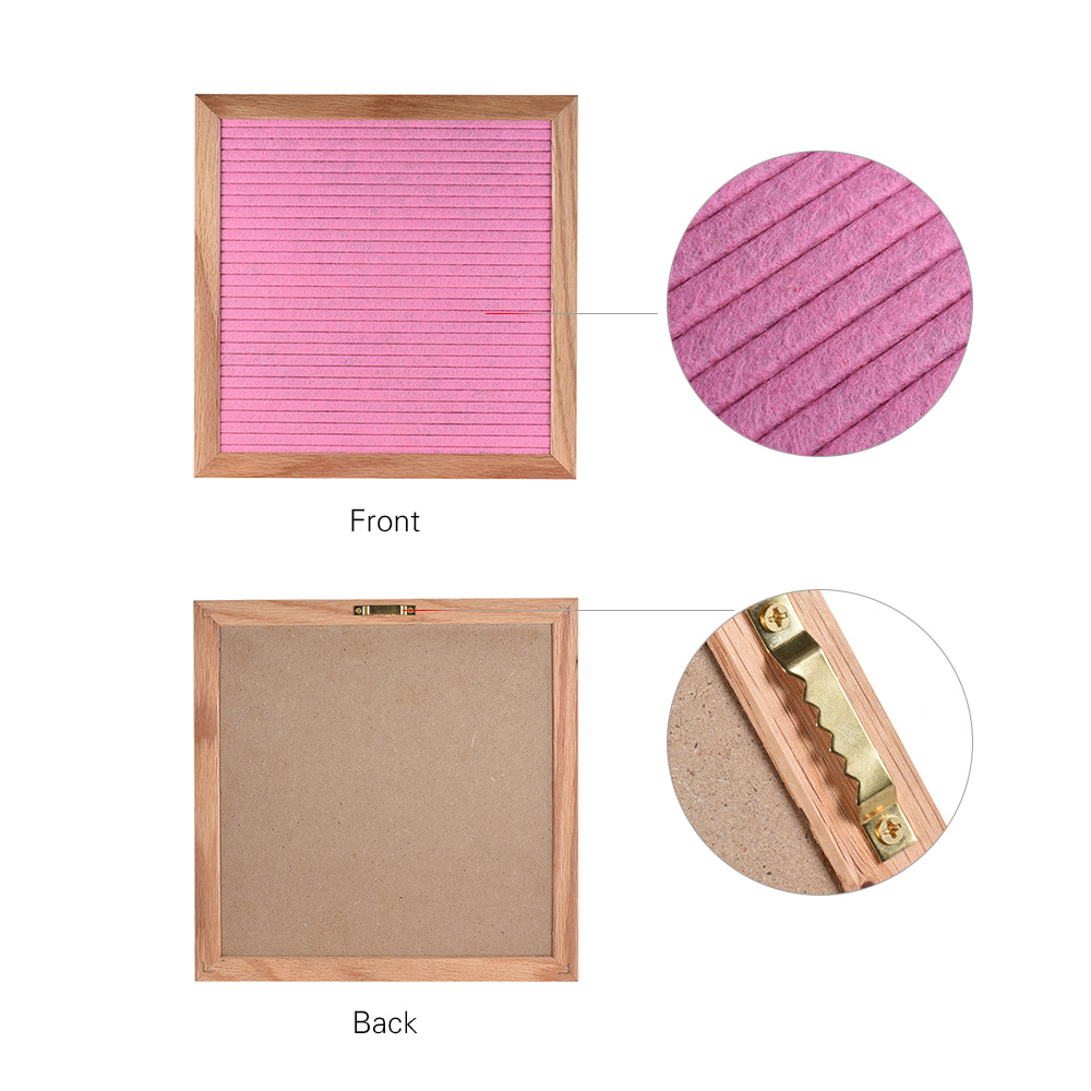 10" * 10" Felt Letter Board Sign Message Home Office Decor Board Oak Frame with 290 Changeable White Letters Symbols Numbers