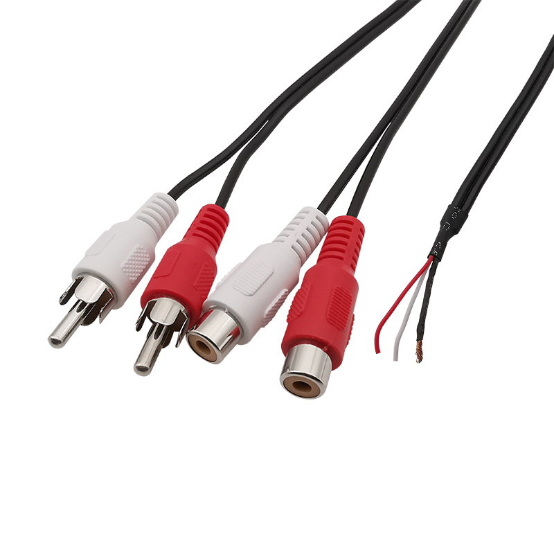 2Stck RCA Stecker/Buchse Audio- Kabel Verlängerung Draht Stecker Adapter RCA Audio- Video Kabel Zopf Schweißen DIY Stecker