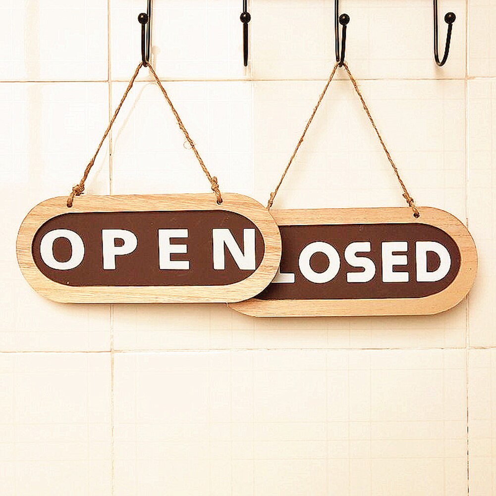 Double Sides Hanging Sign Indoor Business Notice Bar Open Closed Art Wall Home Wood Decoration Modern Store Club