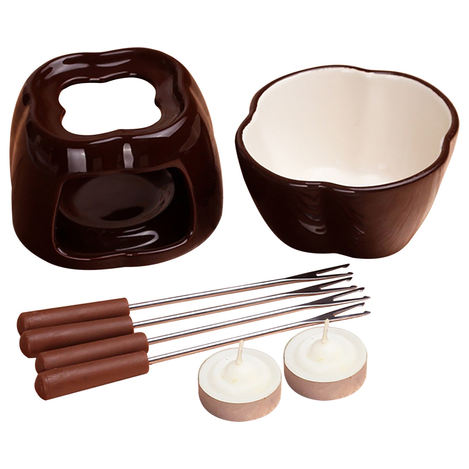 Ceramic Fondue Set Cheese Fondue Kit Chocolate Fondue Pot Ice Cream Pot With Tealight Candles Marmalade kitchen Accessories