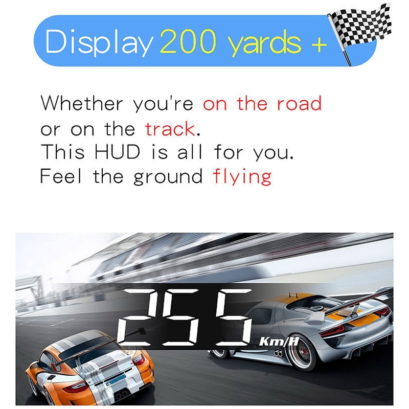 1 Juego de cabezal de coche negro HUD H90 pantalla Digital de 3,2 pulgadas proyector de velocidad de parabrisas alarma de seguridad temperatura de agua sobrecalentamiento RPM Volt