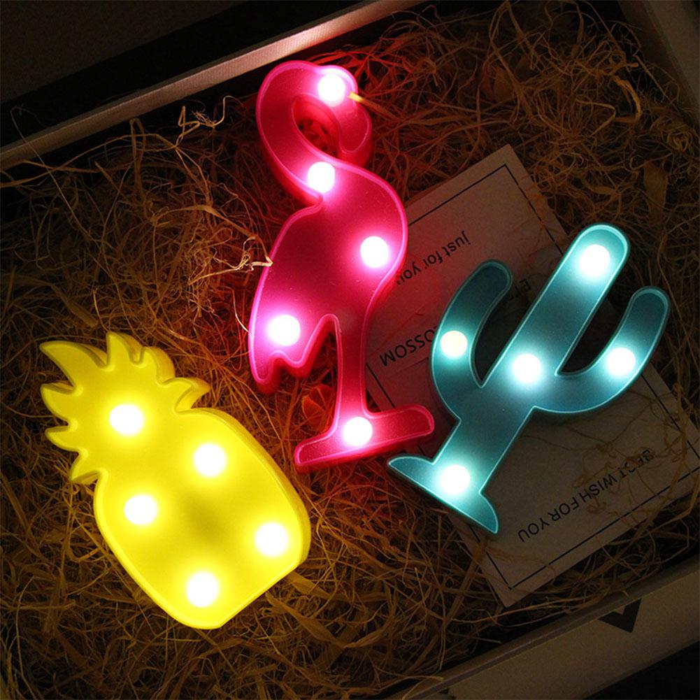 Glorystar 3d tecknad ananas/flamingo/kaktus modellering nattlampa led lampa hemkontor dekoration