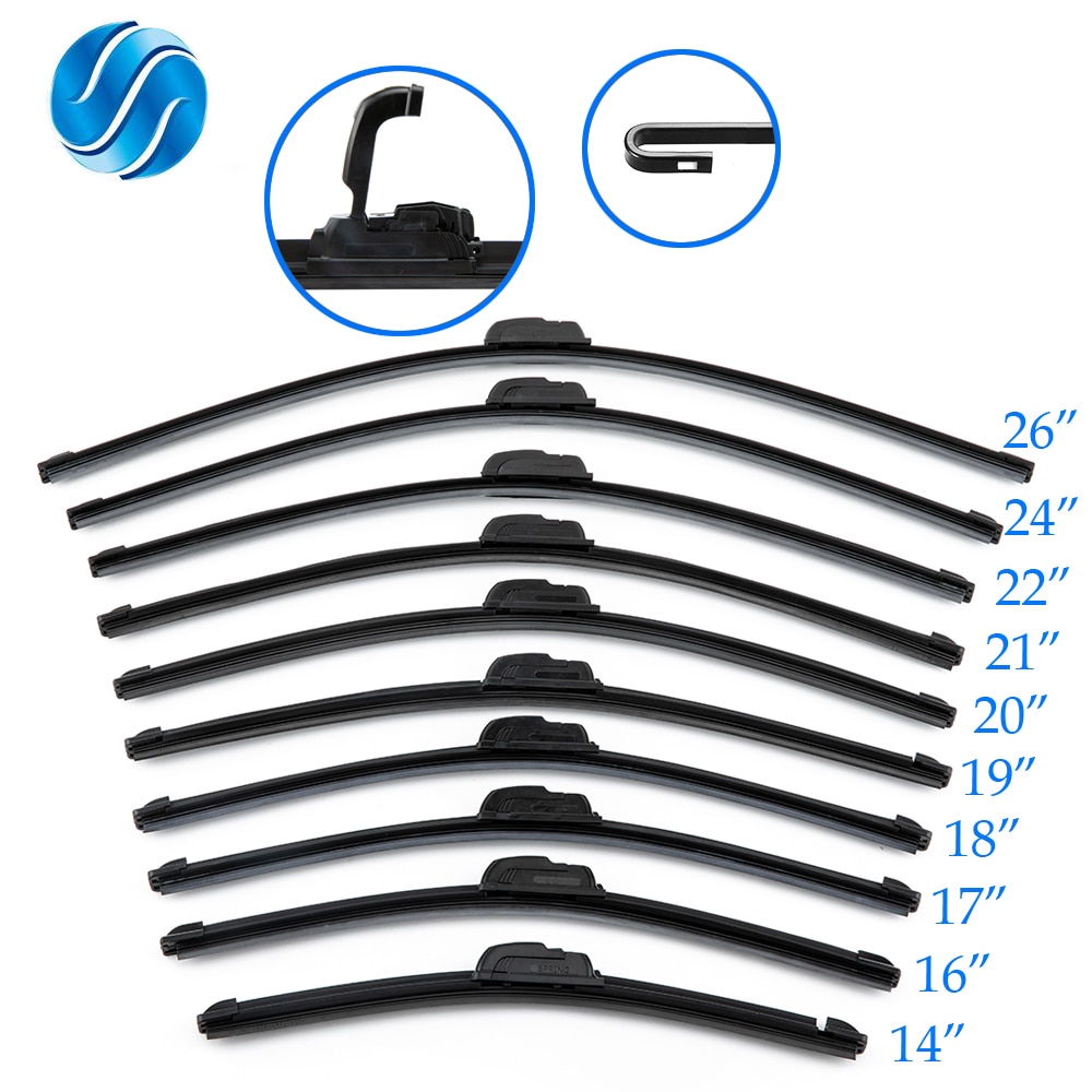 Car Frameless Wiper Blade Natural Rubber Bracketless Auto Soft Windshield 14" 16" 17" 18" 19" 20" 21" 22" 24" 26"