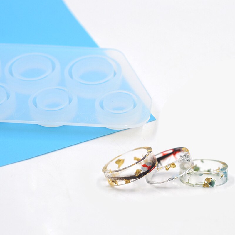 Colección de moldes de anillos planos, herramientas de joyería hechas a mano, moldes de silicona para hacer anillos de joyería DIY para Moldes de resina epoxi de cristal de resina