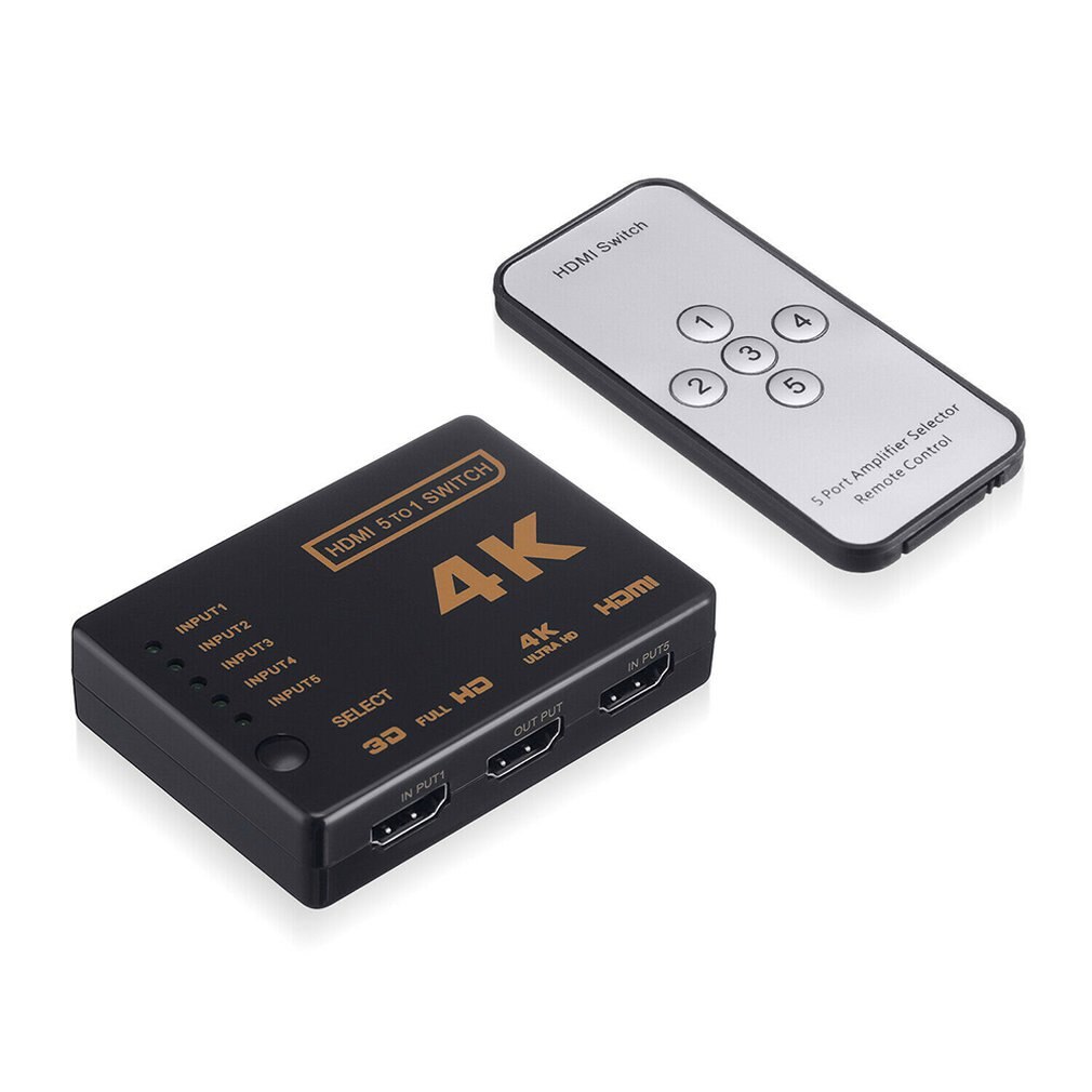 1 Set 5 Port Uhd 3D 4K 1080P Hdmi Splitter Switch Selector Switcher Hub Ir Remote Hdtv Hub Infrared Remote