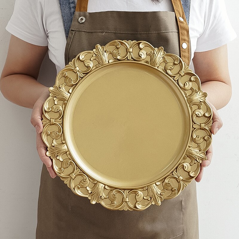 Retro runde tekande kage opbevaringsbakke hjem bryllup dekorative dessert smykker display plade: Stil 4