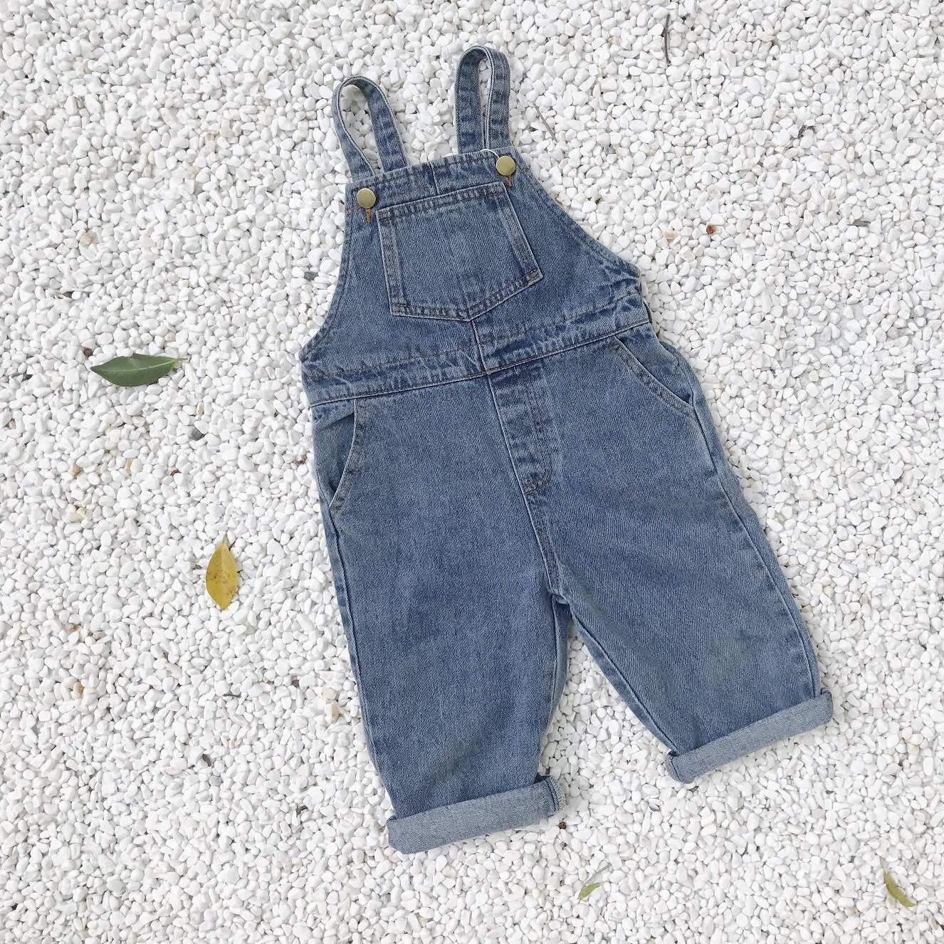 Wlg Kids Overalls Jongens Meisjes Lente Denim Blue Algehele Baby Casual Pocket Kleding Voor 1-7 Jaar