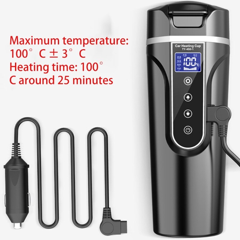 12V 24V Draagbare Auto Verwarming Cup Roestvrij Staal Water Warmer Fles Auto Waterkoker R9CC