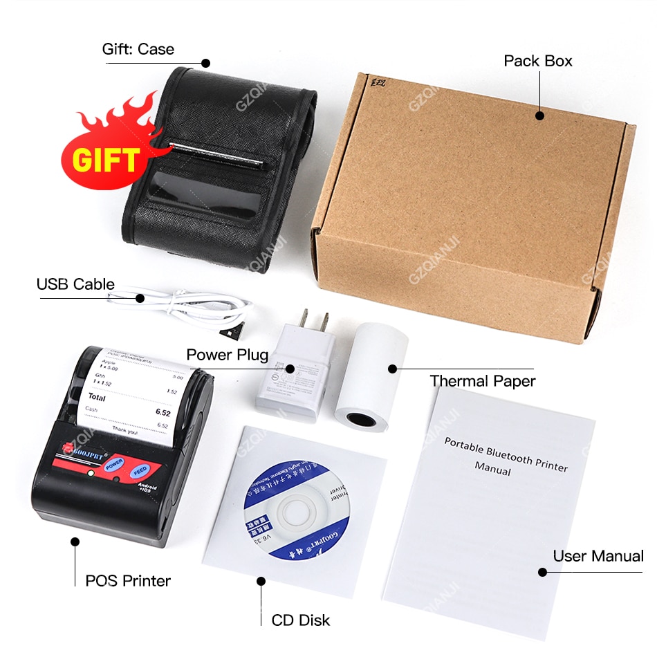 Mini Empfang 58mm Bluetooth Drucker Thermische Rechnung Taxi Drucker Für Loyverse POS SII e-Boleta USB kabellos Empfang maschine Drucker