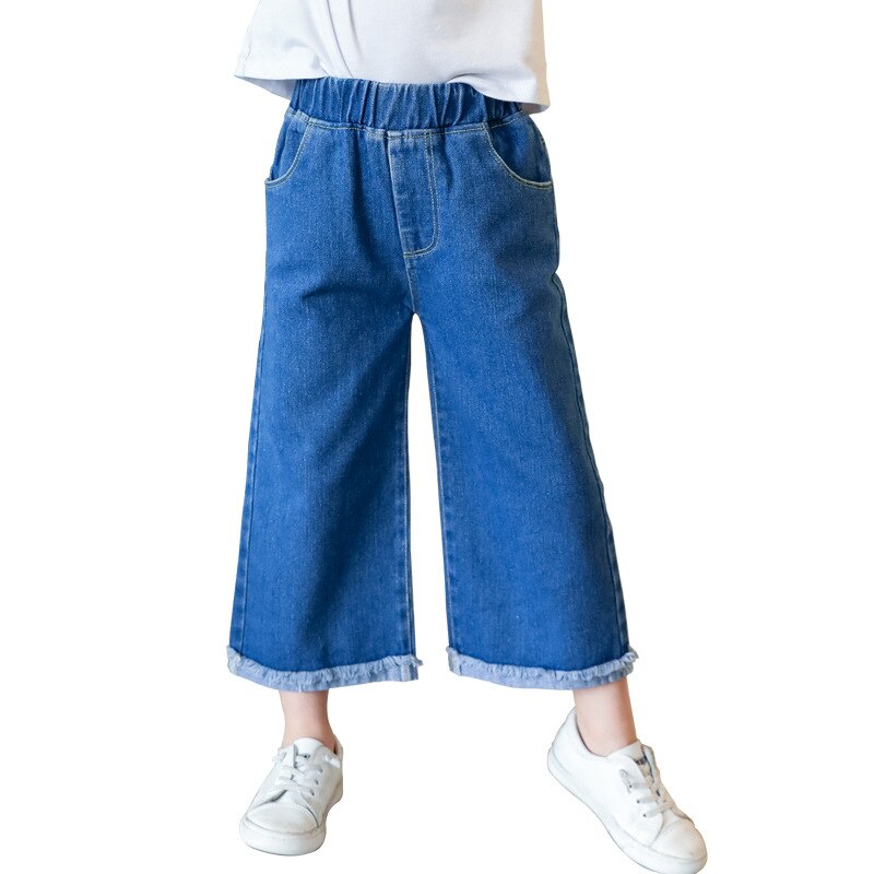 Printemps enfants jean droit jambe large Denim jean pour filles coton pantalon décontracté coupe large automne adolescents pantalon 4 6 8 10 12 ans: 8