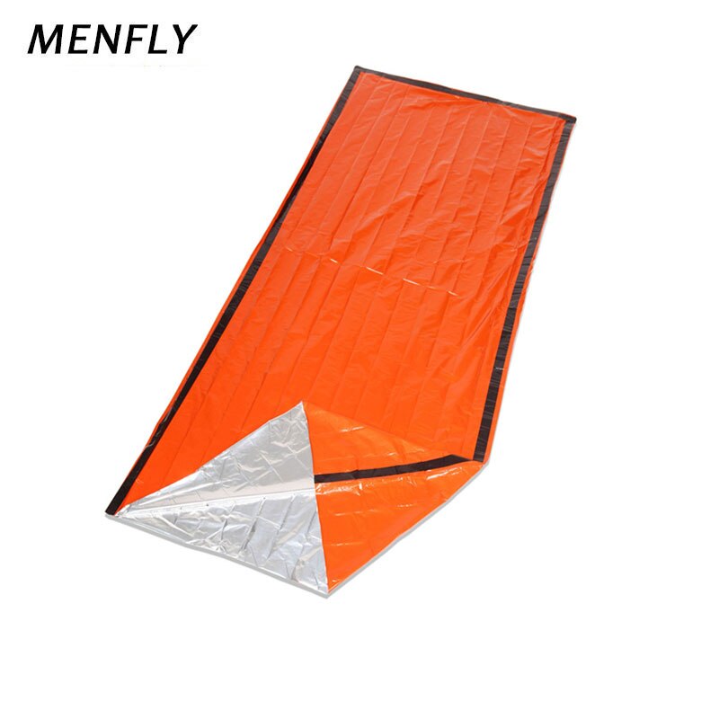 Menfly camping livreddende sovepose jungle camping nødsituation pe aluminium film katastrofehjælp holde varm isolering tæppe