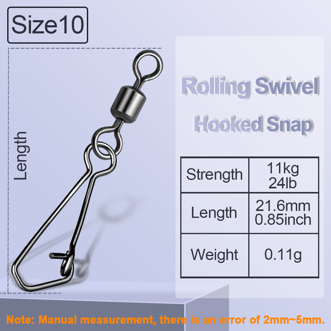 FishTrip Rolling Swivel with Hooked Snap Fishing Swivel Snap with Carabiner Stainless Steel Fishing Connector: 11 / Red