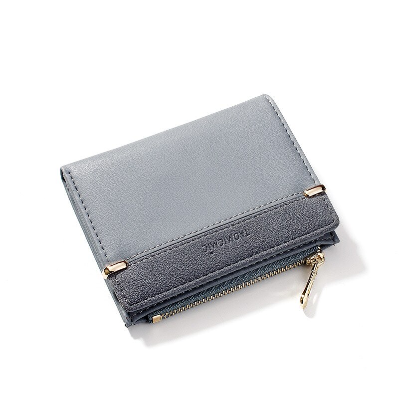 Women Wallets Leather Female Purse Mini Hasp Solid Multi-Cards Holder Coin Short Wallets Slim Small Wallet Zipper Hasp: Blue