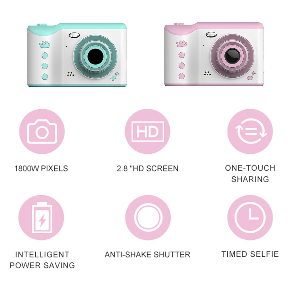 Cámara Digital con pantalla táctil de 2,8 "Full HD para niños, lente Dual de 18MP, para de cumpleaños, compatible con tarjeta TF, grabación de vídeo