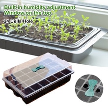 24 Holes Nursery Pots Starter Kit Plant Seeds Grow Box Seedling Trays Germination Box Garden Growing With Dome And Base