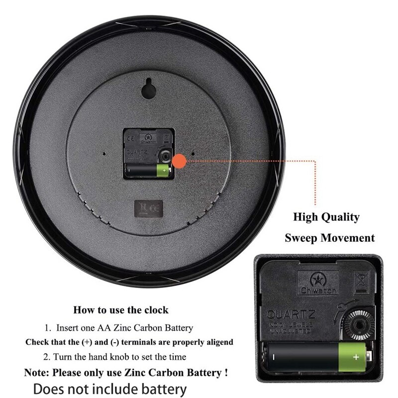 Digo Wall Clock 15 Inch Metal Silent Non-Ticking Battery Retro Quartz Digital Clocks Decor Table Dial for Living Indoor