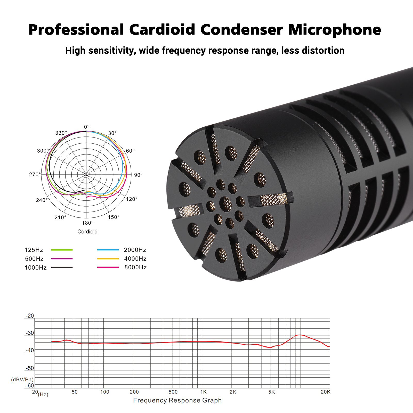 TAKSTAR CM-63 Diaphragm Condenser Microphone Moisture Resistant XLR Cardioid Microphone for Studio Recording Mic