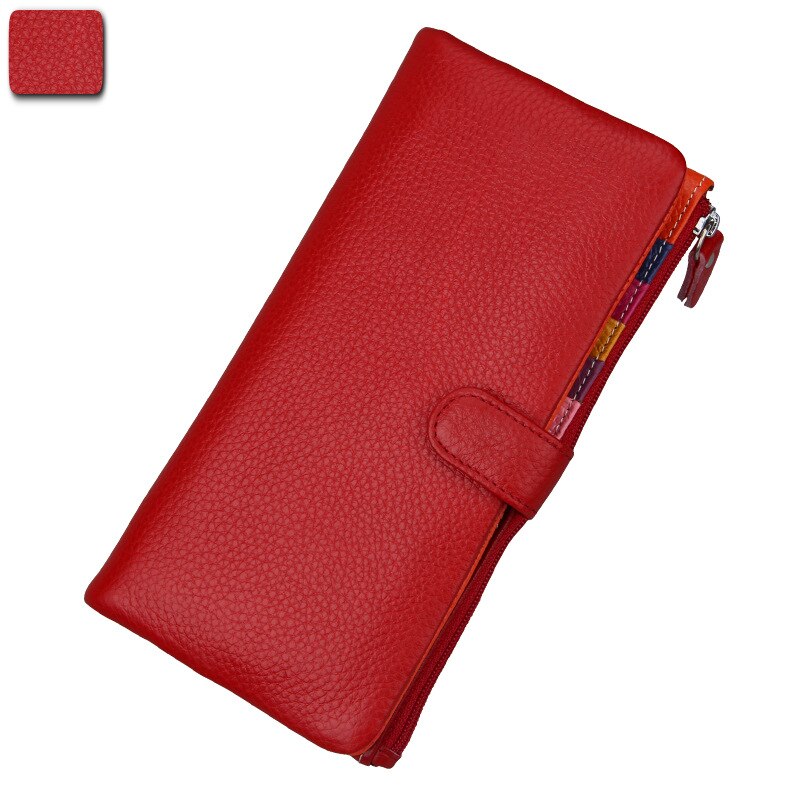 Slikfarvet kvinders læder tegnebog kort lidt mere tegnebog clutch taske: 3595 røde