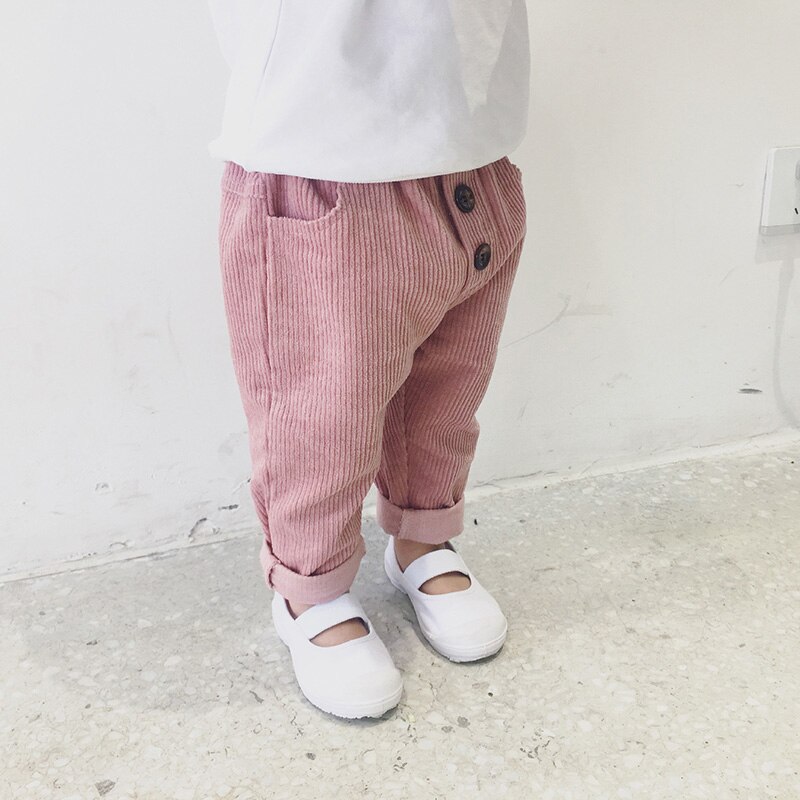 CITRUS Children Pants Corduroy Kids Spring Autumn Clothes Girls Trousers For Baby Boys Pants Toddler Pants Ribbed Boy Pants: Pink / 12-18M