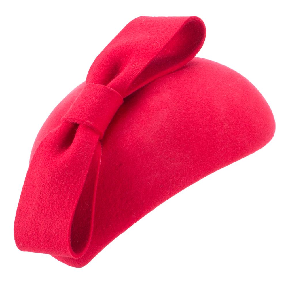 Lawliet Teardrop Womens 1940s Vintage Look Wool Felt Fascinator Hat Bow Detail Tam Beret Casque Cocktail Hat A568: Red