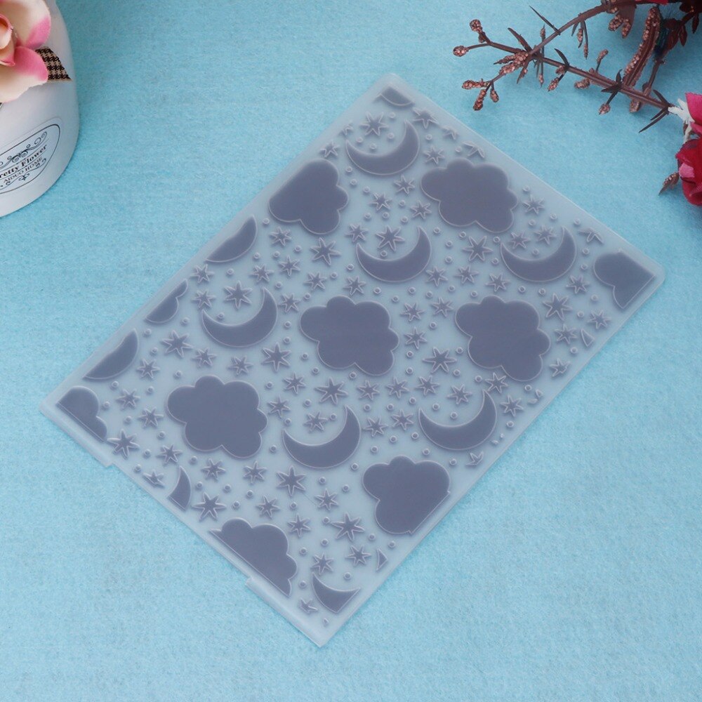 Plastic Embossing Folder Template for DIY Scrapbook Photo Album Card Paper Craft Clouds Stars Moon--Y142