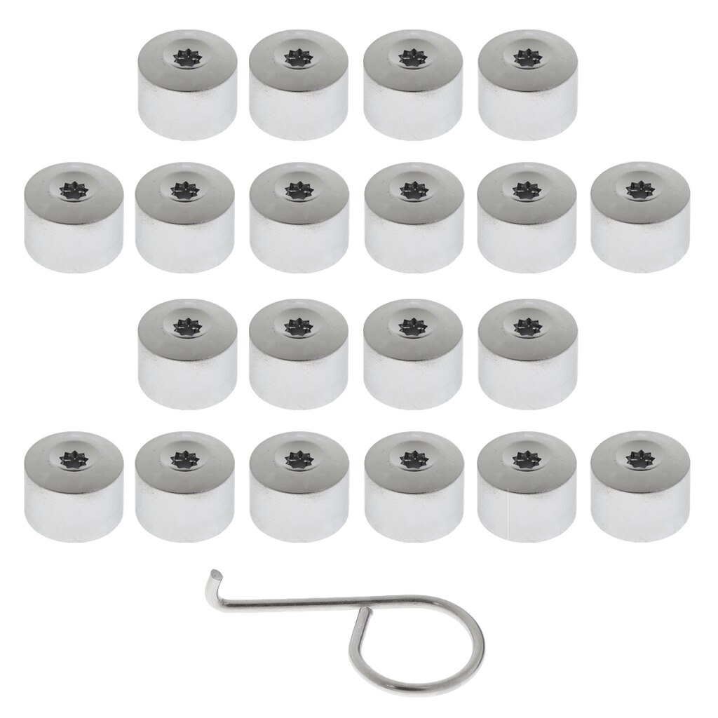 20 Pieces Car Wheel Tyre Hub Screw Bolt Nut 17mm Plastic Caps for VW