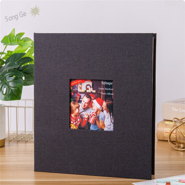 16 Inch 40 Pages Linen Cover DIY Photo Album 3x5 4x6 5x7 8.5x11 Photo Album Sticker Photo Album Big Family Photo Album: D