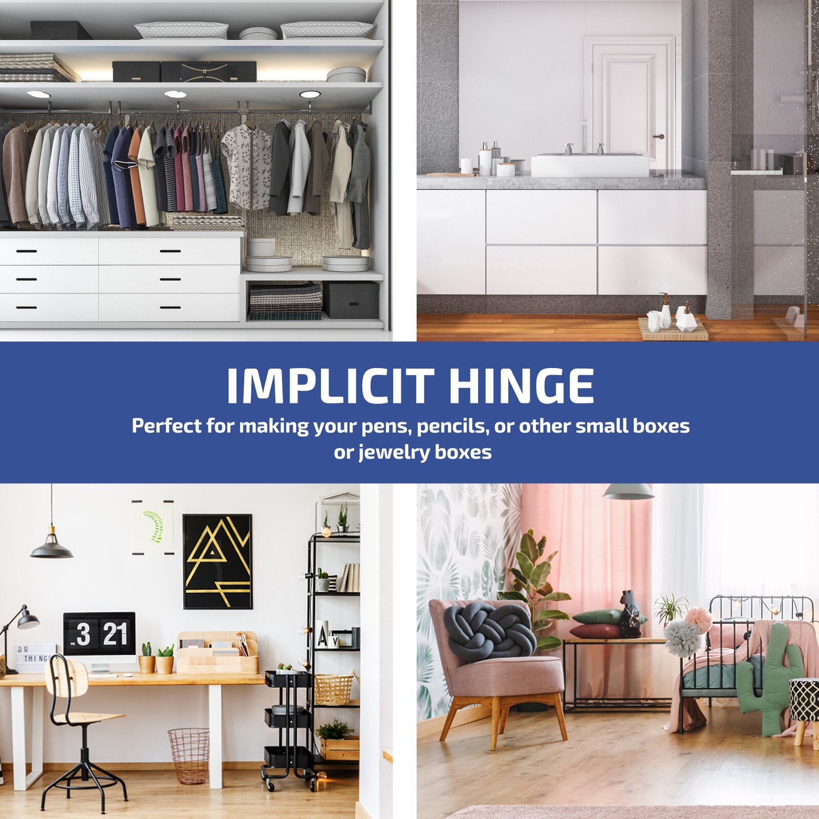 6 pcs Opening Angle Cabinet Hinges Concealed Box Hinges Hand Craft Hinges