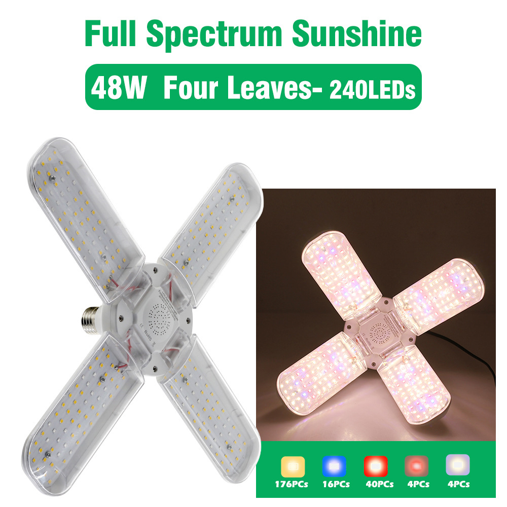 24W 36W 48W LED Grow Light E27 Opvouwbare Phyto Lamp Volledige Spectrum SMD2835 Lamp voor kamerplanten Bloom Bloei Groeien Lamp Tuin