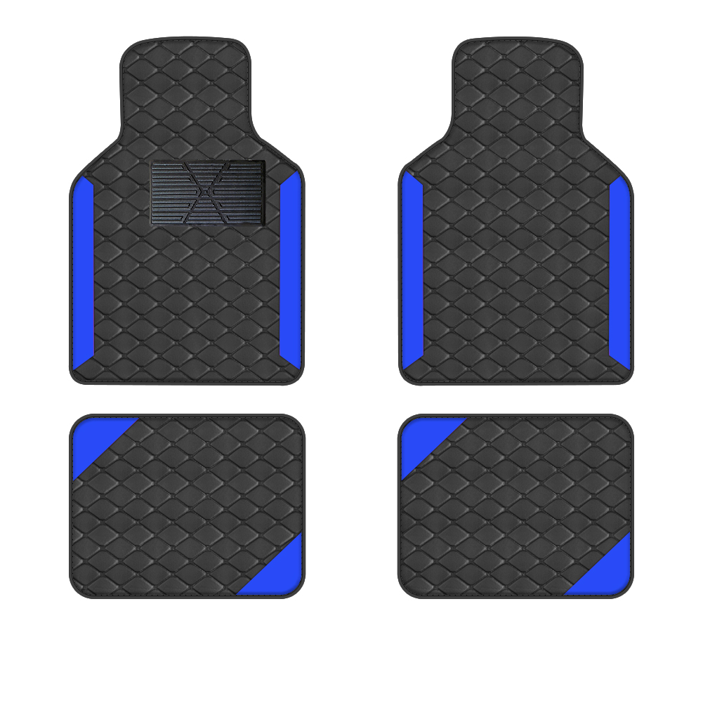 4 stücke Luxus Teppich Boden Matte Set Für Linkslenker Universal Auto Matte Schutz Pad Pu Leder Für Tragen-beständig Nicht Slip: Blau