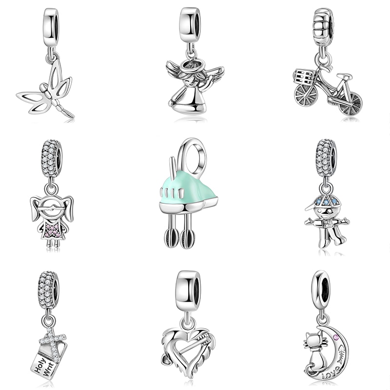 100% Authentic 925 Sterling Silver Kitchen utensils Whisk egg beater Beads Fit Original Charm Bracelet Jewelry making